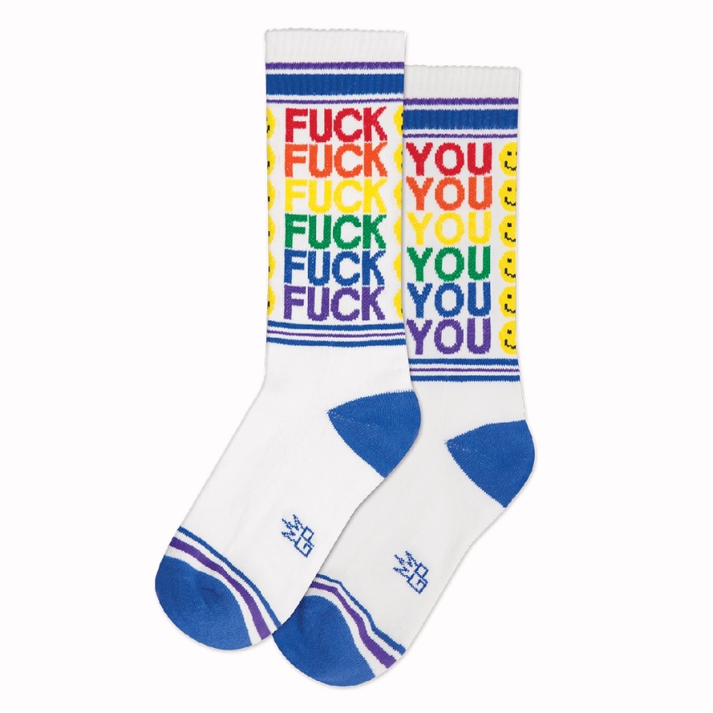 F!?k You Smiley Gym Crew Socks